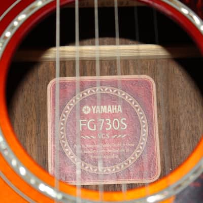 Yamaha FG730S Dreadnought Solid Sitka Top / Rosewood Acoustic Guitar 2008 Cherry Burst image 13