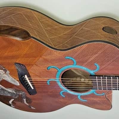 Acoustic Guitar Handmade by Blueberry, 6 String wood Pan God of the Wild Guitar, Custom Handcrafted Wooden Guitar, Grand Concert Guitar image 7