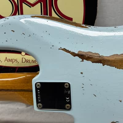 Fender USA Custom Shop '55 1955 Precision Bass Relic 4-string P-Bass with COA + Case 2020 - Sonic Blue / Roasted Maple neck image 12