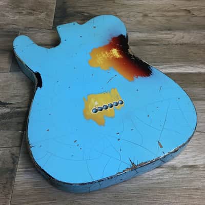 Made to Order - FRANCHIN Mars guitar body Relic Aged 100% Nitro Lacquer COLOR OVER COLOR (Butterscotch/ Sunburst/ Black/ White/ Blue/ Green/ Yellow/ Red/ Pink/ Burgundy/ Purple/ Gold/ Silver, etc.) Basswood Poplar Telecaster-Tele-T-Style Made in Italy image 5