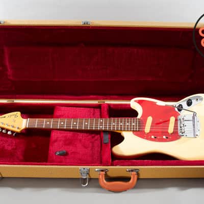 1995 Fender Japan MIJ MG69 '69 Mustang Vintage White FujiGen Tweed HSC image 2
