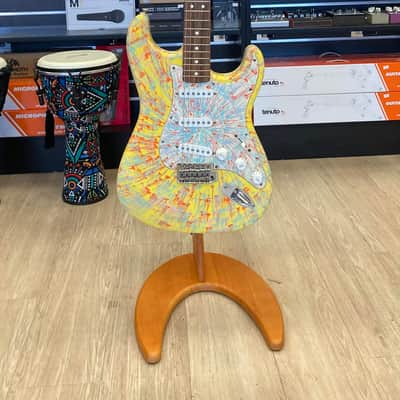 Fender FSR "Splattercaster" Standard Splatter Stratocaster with Rosewood Fretboard 2003 - 2004 - Graffiti Yellow, Dakota Red, Orange, Sage Green Metallic, and Blue Agave Swirl over Olympic White image 2