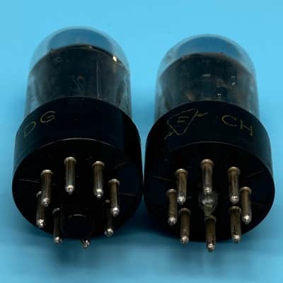 1950s Sylvania 6SN7GTB x2 Vintage Matched Pair Chrome Top Black Plate Tubes!T291 image 5