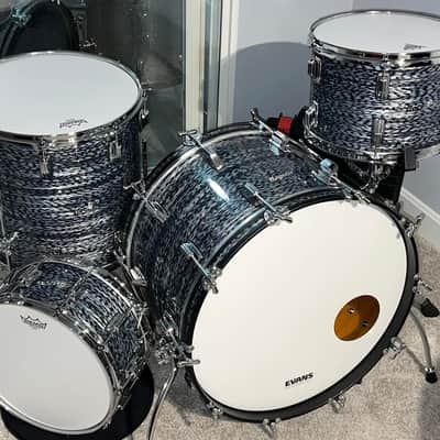 Rogers Cleveland Drum Set Dynasonic snare NAMM Show Shell Pack Sky blue onyx 4 PC.. image 5