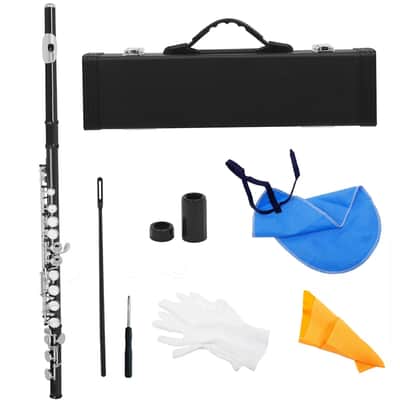 New Black 16-Hole C Flute for Beginners and Student Musicians – Includes Case and Accessories image 1