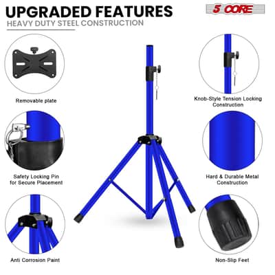 5 Core Speaker Stand Height Adjustable 54" Heavy Duty PA DJ Tripod Studio Monitor Stands image 4