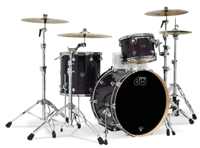 DW Performance Series 3 Piece Drum Shell Pack Lacquer Ebony Stain image 1