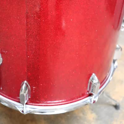 Tempro 4pc Drum Set Red Sparkle Vintage 1970's image 11