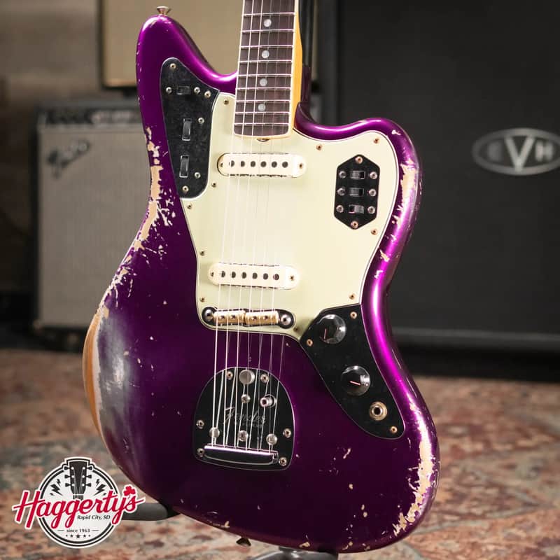 Fender Custom Shop 1965 Jaguar Heavy Relic Electric Guitar - Faded Purple Metallic with Hardshell Case image 1