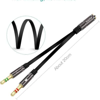 Headphone Splitter, 3.5mm Headset Splitter, Headphone Mic Splitter Cable for Headset to Older Laptops/PCs image 2