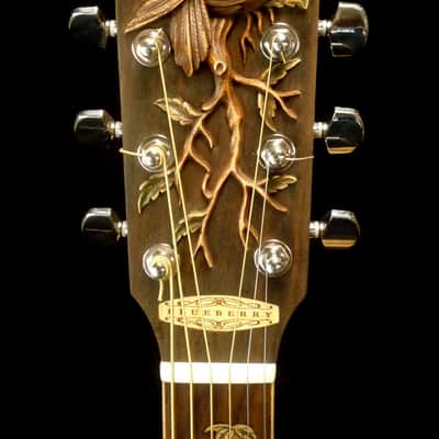 Blueberry Dreadnought Acoustic Steel String Guitar Birds Motif - Hand Made and Hand Carved image 14