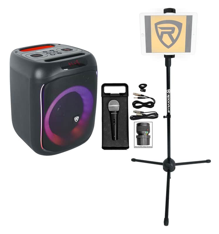 Rockville ROCKBOX PRO V2 LED Karaoke Machine System Party Speaker w/Tablet Stand image 1