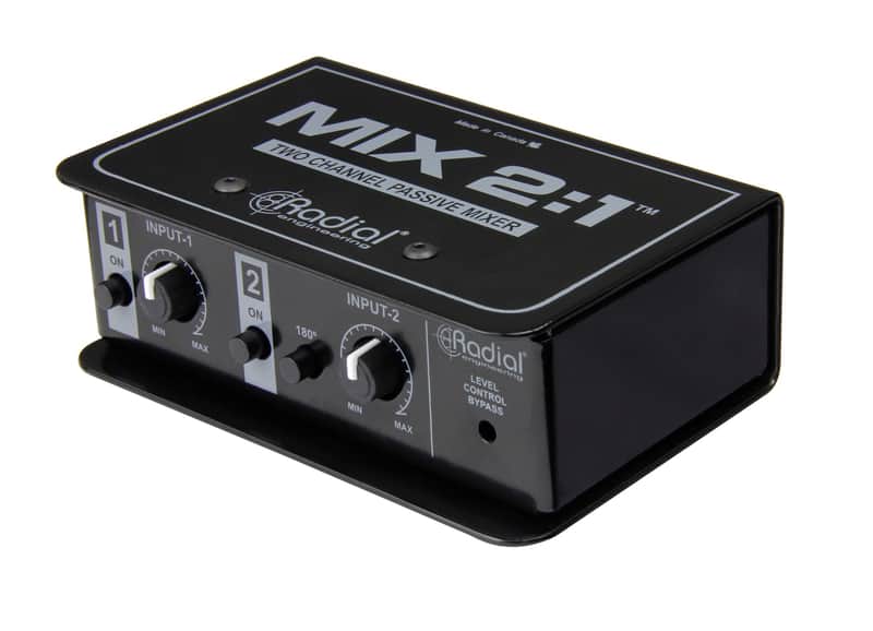 (Mint) Radial Engineering MIX2.1 2-Channel Stereo to Mono Mixer, Passive, TRS and XLR Inputs, XLR Output image 1
