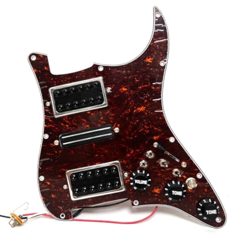 Brand New HSH Prewired Strat Pickguard Set Coil Split Humbucker Pickups Loaded Strat Pick guard Guitar Mute Switch Output Mute Switch for  American/Mexican Stratocaster Style Guitar (Red Tortoise) image 1