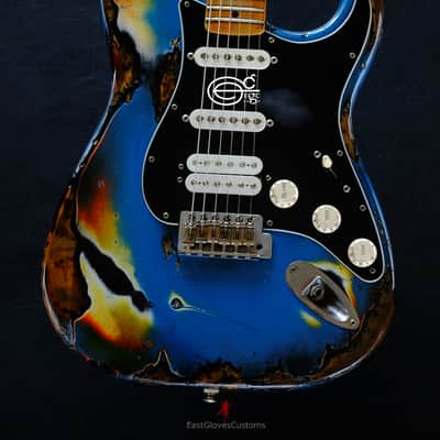 Fender Stratocaster Special Edition HSS Pelham Blue/Sunburst Heavy Aged Relic by East Gloves Customs image 3