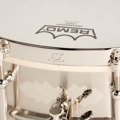 AK Drums Standard Model Nickel Over Brass / Hand Engraved AK Diamonds Pattern 6.5"×14" image 3