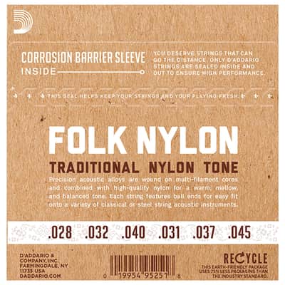 EJ33 Folk Nylon à boules, tension normale D'Addario image 2
