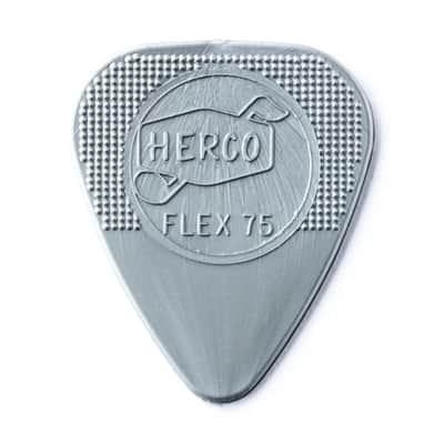 Herco 1.01 Flex 75 Heavy Nylon Flat Picks Silver 12 Pack image 3