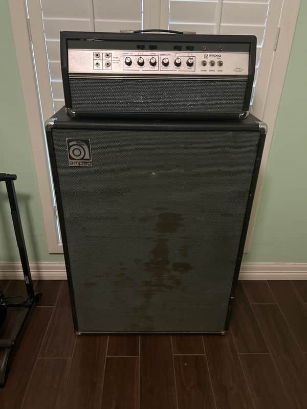 Ampeg B-25B 55-Watt 2x15" Bass Amp Half Stack 1969 - 1980 - Black image 1