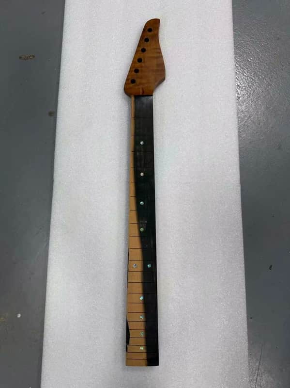 Roasted Flame Maple Guitar Neck with Ebony Fingerboard,-22 Frets SR image 1