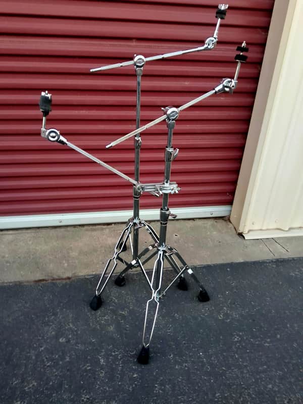 Pearl 2 stands grabber arm BC830 Uni-Lock Double Braced Convertible Boom Cymbal Stand 2010s - Chrome image 1