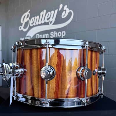 ~WOW!~ DW Collector's Series SSC Pure Maple 7x14 Snare Drum in Citrus Gloss Lacquer over Exotic Candy Stripe Padauk with Chrome Hardware image 3