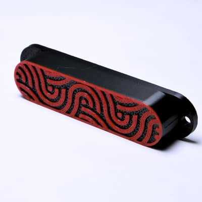 Custom Single Coil Pickup Covers (No Holes) Set of 3 - Black/ Red-Tidal image 3