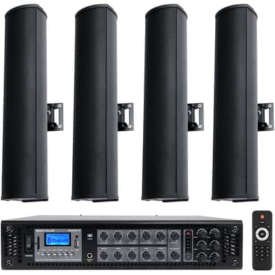 Rockville RCS350-6 70v Commercial Bluetooth Amplifier + (6) Line Array Speakers image 1