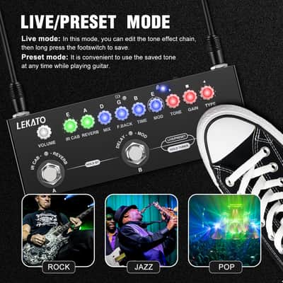 LEKATO Multi Effects Guitar Pedal with IR Loading 9 AMP Models Delay Reverb Distortion Overdrive Rechargable Electric Guitar Effects Multi Pedal Support Recording Bluetooth 5.0 image 4