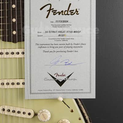 Fender Custom Shop Masterbuilt Greg Fessler 63 Stratocaster Relic  2025 -  3 Tone Sunburst (COD 2143UG) image 13