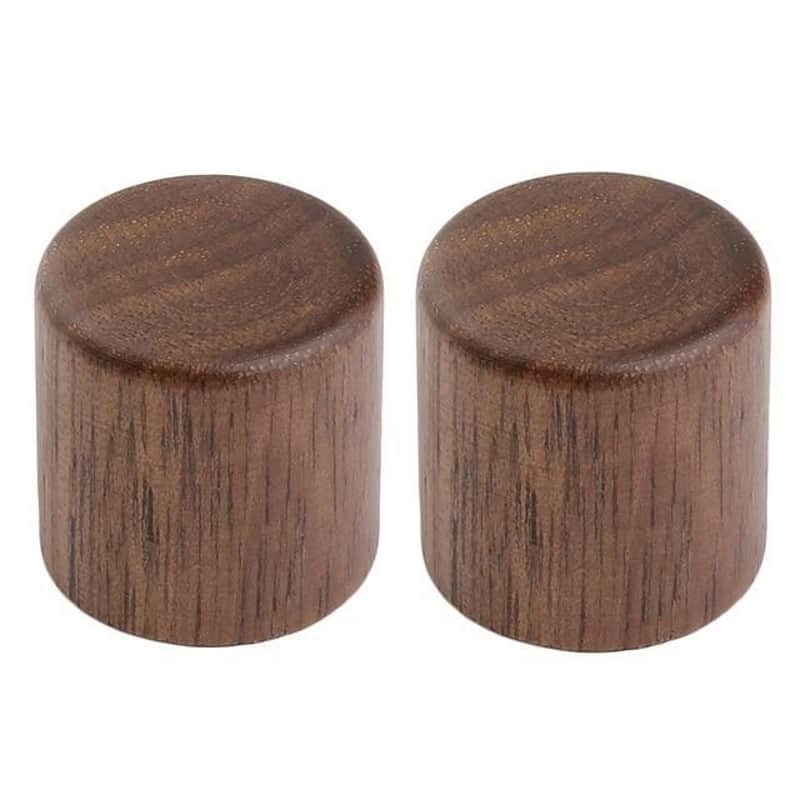 2-Pack Wood Knobs Tele Style Flat Top Dome Knobs Guitar Bass Wood Knob Barrel Knobs-Walnut Wood Local - No Insert image 1