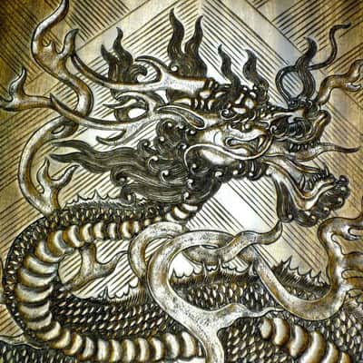 Blueberry Handmade Baritone Acoustic Guitar Dragon Motif image 4