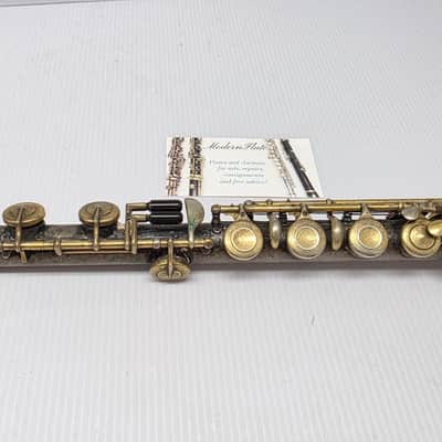 Rare Antique C.G. Conn C Flute Ebonite Headjoint Satin Silver Unibody w/ Gold Plating 440hz image 14