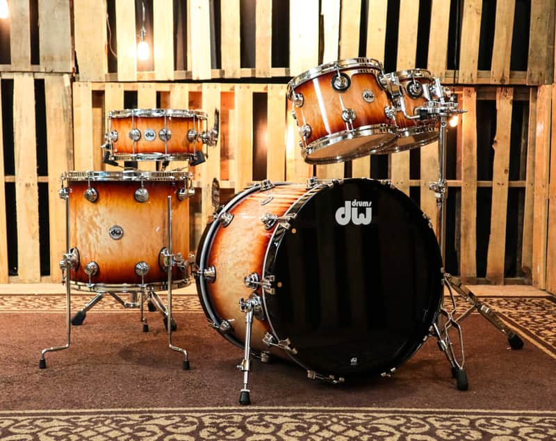 DW Collector's Natural To Deep Red Burst Over Quilted Maple Kit - SO#1134318 image 1