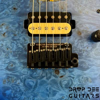Schecter USA Custom Shop Sunset Custom-II HSS Electric Guitar w/ Case-Ocean Blue Burst Satin image 7