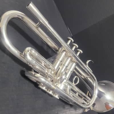 KANSTUL CUSTOM CLASS 3 VALVE SOPRANO G BUGLE , Mouthpiece & Case - Silver plated image 7