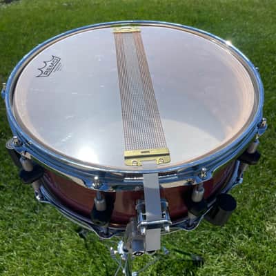 Bison Drum Company 5.5x14 Snare Drum Transparent Red Sparkle image 13