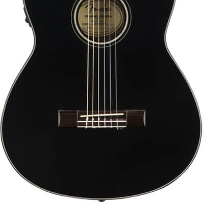 Fender Classic Design CN-140SCE Black Thinline Electro Nylon Guitar & Hardshell Case Bild 1