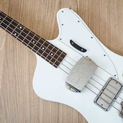 2011 Burny Thunderbird IV Electric Bass Guitar Polaris White w/ Upgrades image 8