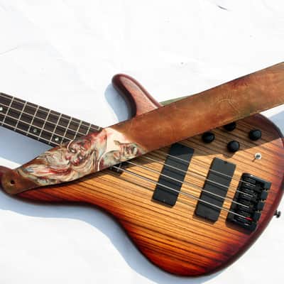 burnyblack custom guitar strap leather - Zombie brown image 3