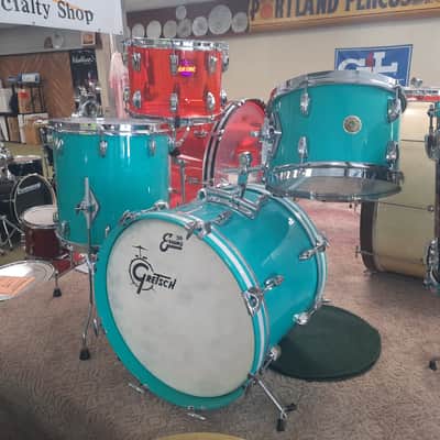 Gretsch 3pc Broadkaster Vintage Bop Kit Satin Sea Foam Green image 10