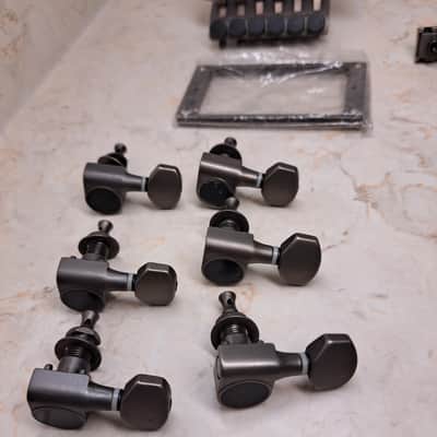 Ibanez Floyd Rose Electric Guitar Bridge & Complete Hardware Set- 6 Inline Tuners, Knobs, Pickup Frame, etc.- Satin Silver image 4