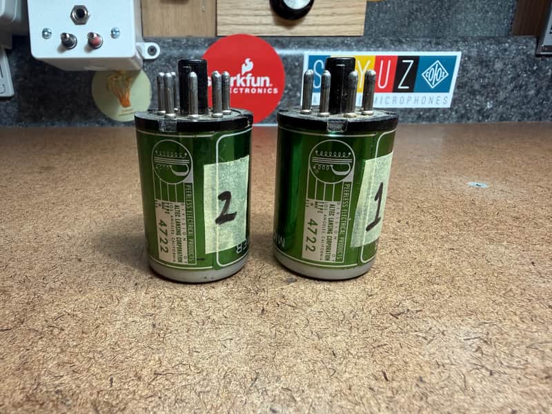 Altec / Peerless 4722 Pair (2x) Vintage Mic Input Transformers w/ Locator Pins – Tested – USA image 1