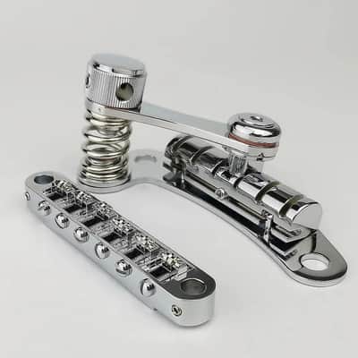 Chrome Roller Guitar Tune-O-Matic Bridge with Vibrato Tailpiece Tremolo image 1