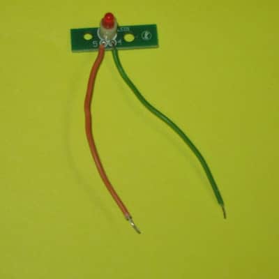 lightly used Boss RED LED on a very small rectangle circuit board + green & orange wires (works fine) for Boss compact size pedals - came off of a lightly used 2005 DD3 pedal (the DD-3B version) (NO pedal included / NO other items included) image 1