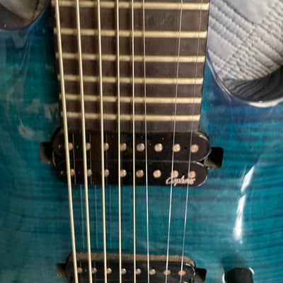 Agile Septor Pro 827 - trans blue neck through ebony fret image 4