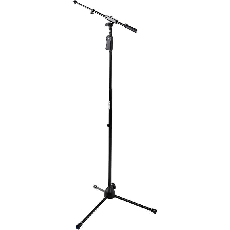 Shure Deluxe Tripod Mic Stand With Telescoping Boom and Pistol Grip One-Handed Clutch - Regular Black image 1