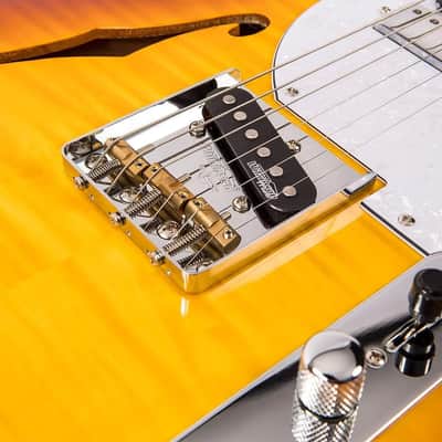 Vintage V72 ReIssued Custom Spec TL Electric Guitar - Flame Tobacco Burst (V72FTB) image 4