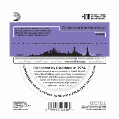 D'Addario EJ26 Phosphor Bronze, Custom Light 11-52 Acoustic Guitar Strings image 2