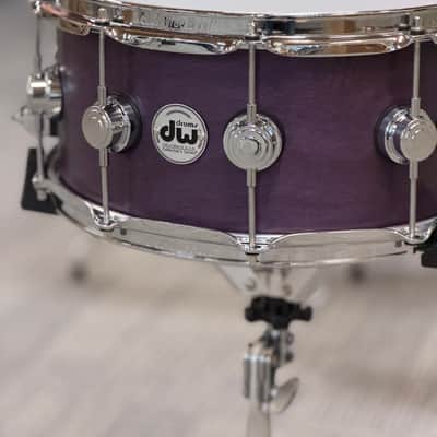 DW COLLECTOR'S BIRCH 14X6.5 SNARE DRUM LAVENDER SATIN OIL CHROME HARDWARE - FLOOR MODEL image 2